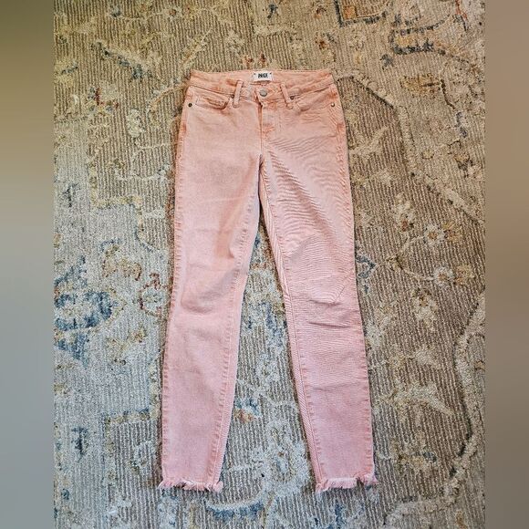 Paige Ankle Jeans Sz 27 With 29" Inseam, Like New! Pinkish/salmon Color - Picture 3 of 6